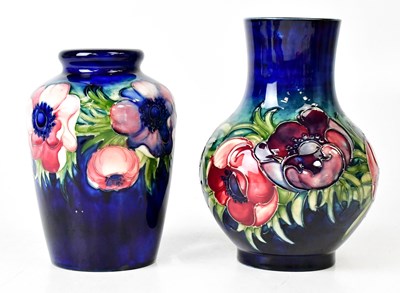 Lot 317 - MOORCROFT; two 'Anemone' pattern vases, one of...