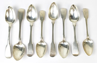Lot 718 - Eight 19th century hallmarked silver Fiddle...
