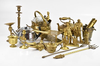 Lot 437 - A collection of brassware including...