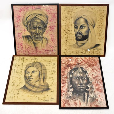 Lot 608 - Four 20th century Sudanese batik portraits,...