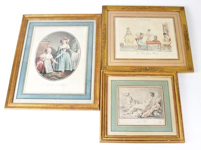 Lot 606 - Three 19th century French fashion prints,...