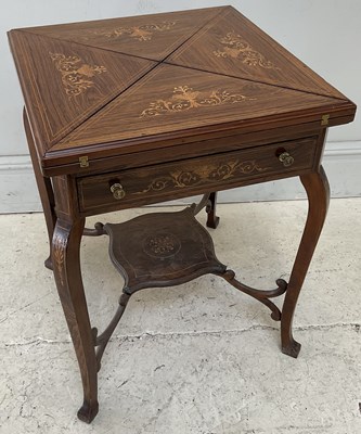 Lot 130 - An Edwardian Sheraton Revival inlaid rosewood...