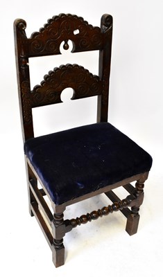 Lot 33 - An 18th century style oak dining chair with...