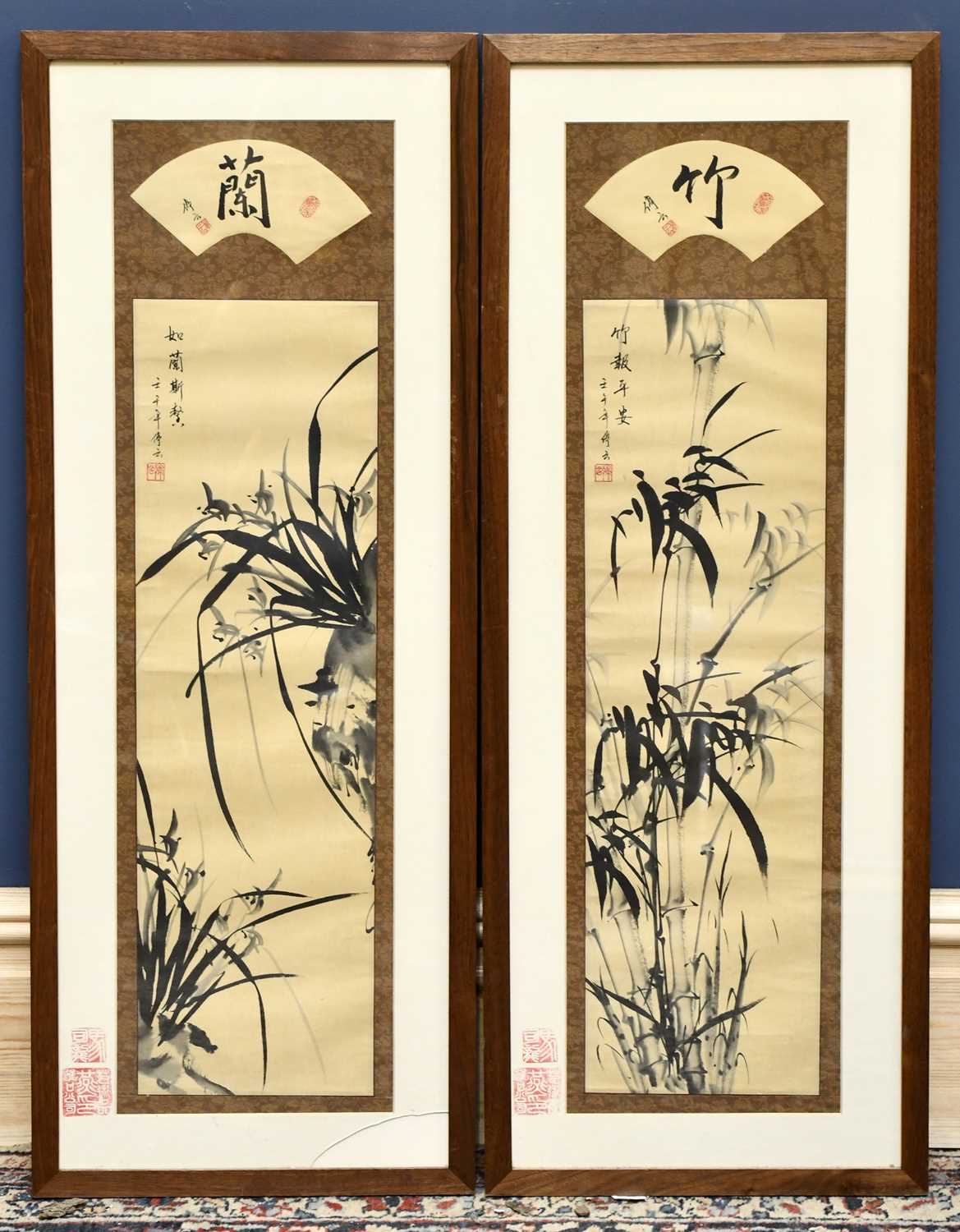 Lot 2301 - A pair of Japanese ink drawings, depicting...