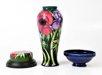 Lot 311 - MOORCROFT; three 'Anemone' pattern pieces,...
