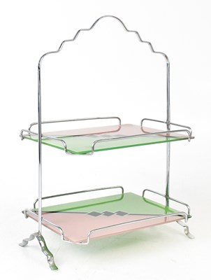 Lot 498A - An Art Deco chrome and glass two-tier cake...
