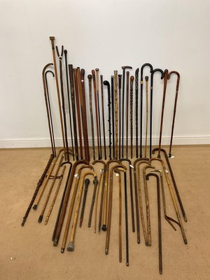 Lot 5 - A large amount of walking sticks/canes,...