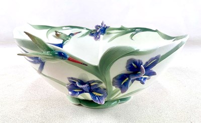 Lot 181 - FRANZ PORCELAIN; a hummingbird bowl; height...