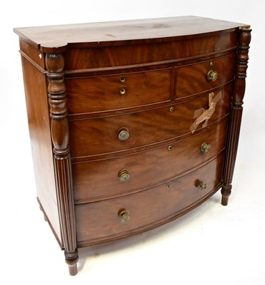 Lot 73 - A Victorian mahogany bow-front chest of...