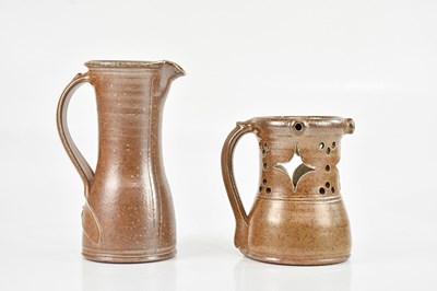 Lot 1595 - TOFF MILWAY; a salt glazed puzzle jug, height...