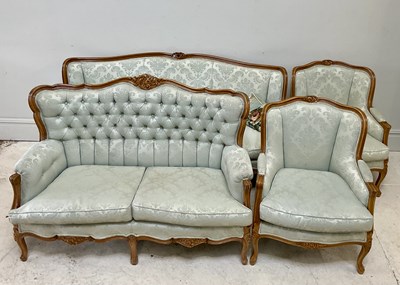 Lot 50 - An Epstein style three piece lounge suite and...