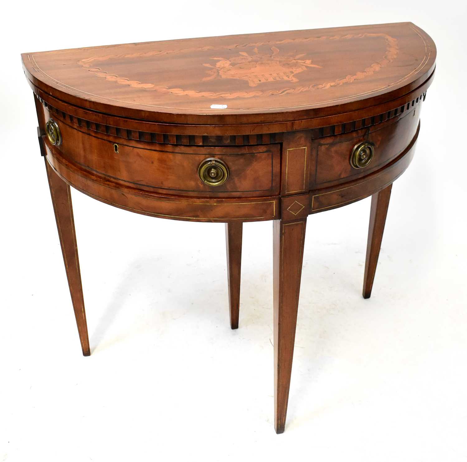 Lot 48 - A 19th century Dutch inlaid demi-lune...