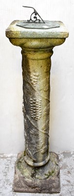 Lot 107 - A reconstituted stone and metal sundial, on...