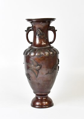 Lot 387 - A Japanese-style bronzed twin-handled baluster...