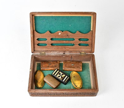 Lot 497 - Six snuffboxes including two oval bone...