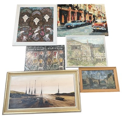 Lot 215 - Five assorted pictures and prints comprising a...