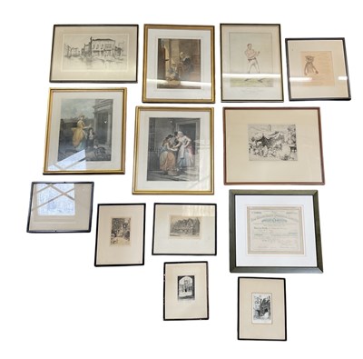 Lot 192 - Thirteen 19th century and later pictures and...