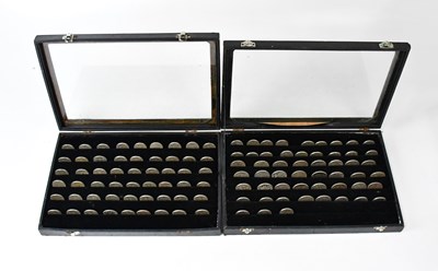 Lot 768 - Two black leather-effect display cases,...