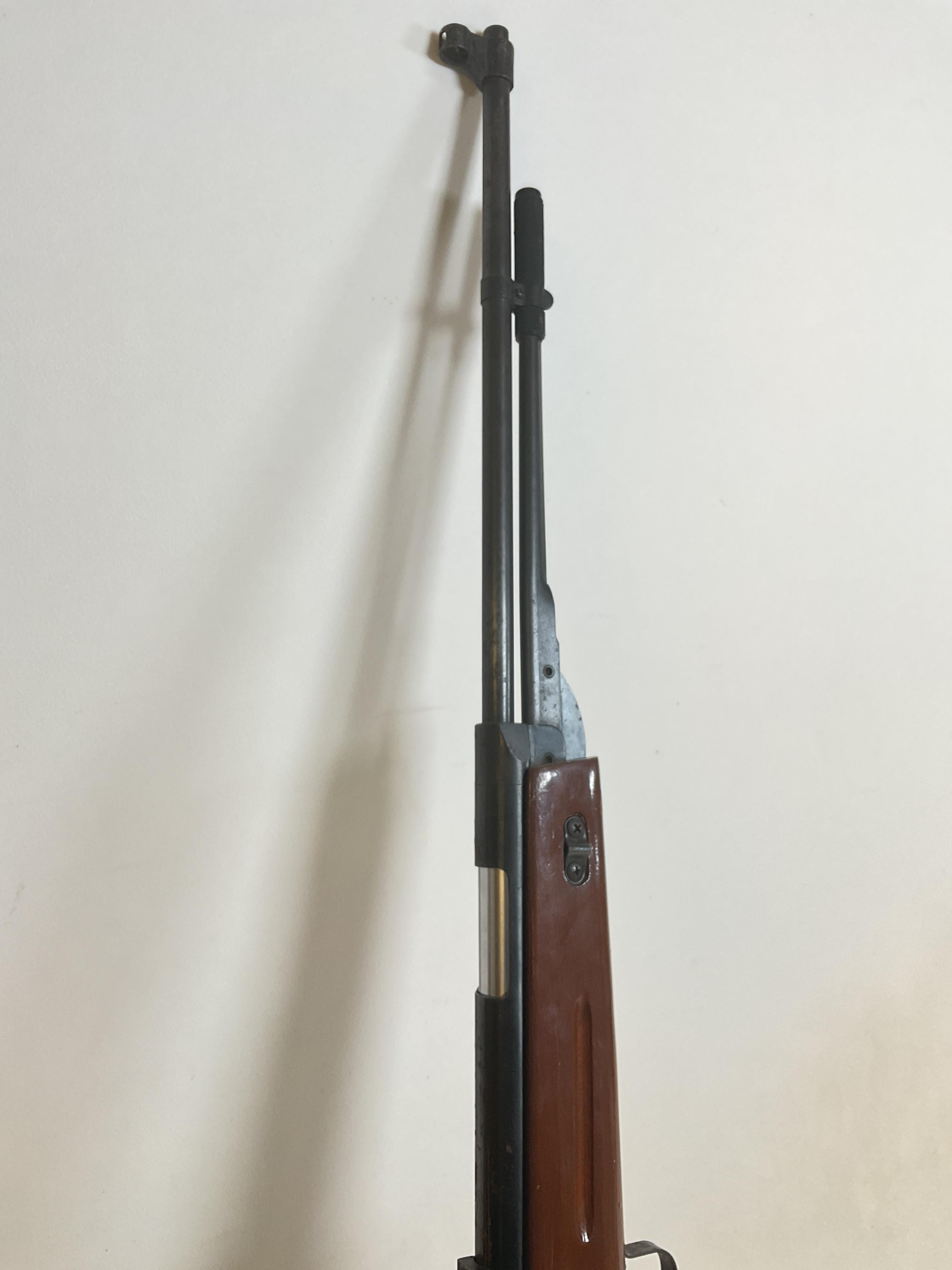 Lot 133 - A vintage air rifle with painted stock.
