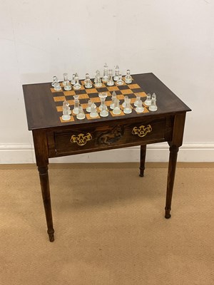 Lot 148 - An oak chess table with single drawer and a...