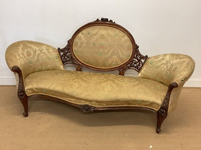 Lot 404 - A Victorian carved walnut cameo backed chaise...