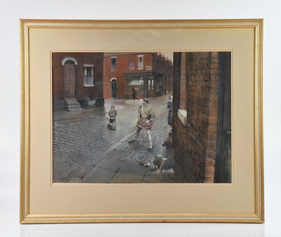 Lot 95 - TOM BROWN (1933-2017); pastel, children in...