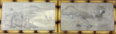 Lot 11 - An unusual pair of Japanese Meiji period silk...