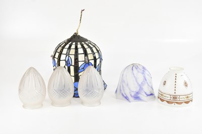 Lot 623 - Three late Victorian cut glass lightshades,...
