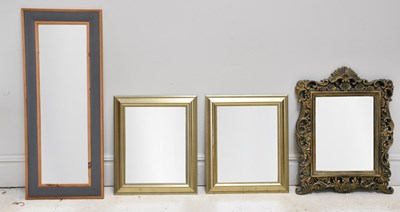 Lot 1020 - Four modern decorative wall mirrors, largest...