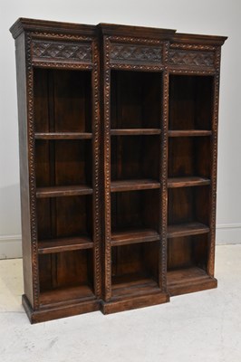 Lot 1215 - An Indian carved hardwood bookcase, height...