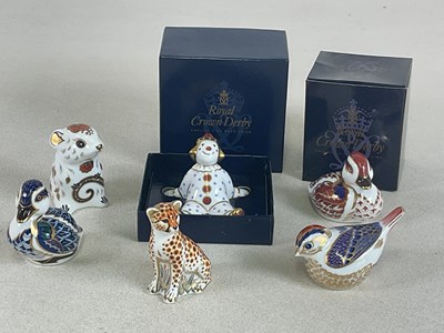 Lot 187 - ROYAL CROWN DERBY; five paperweights, all with...
