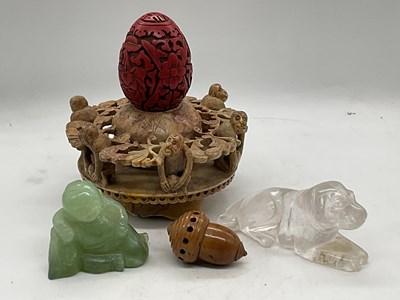 Lot 72 - A Chinese carved rock crystal figure of a...