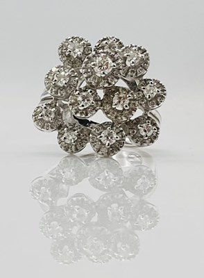 Lot 749 - An impressive 18ct white gold cocktail ring...