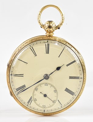 Lot 400 - A Victorian 18ct yellow gold open faced key...