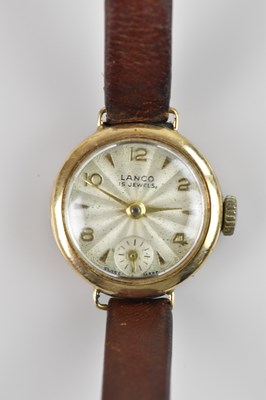 Lot 545 - LANCO; a lady's 9ct gold cased wristwatch, the...