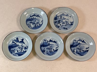 Lot 37 - A set of five circa 1800 Chinese blue and...