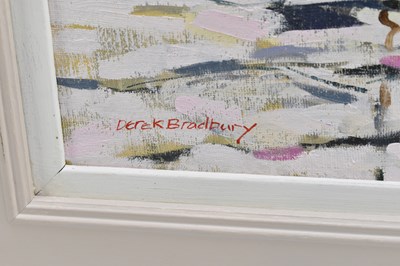 Lot 1356 - DEREK BRADBURY (1931-2012); oil on canvas board, Spring Afternoon, Amsterdam