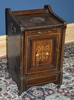 Lot 2919 - An Edwardian inlaid rosewood coal purdonium,...
