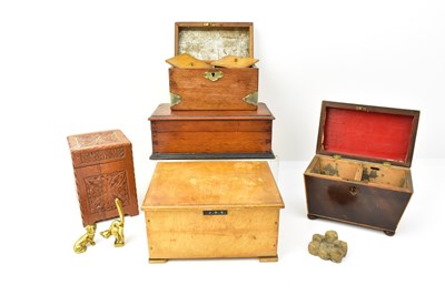 Lot 247 - Three wooden tea caddies comprising an early...
