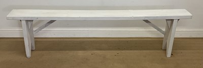 Lot 439 - A painted long bench, height 49cm, width 186cm,...