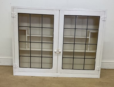 Lot 437 - A white painted wall hanging glazed cabinet,...