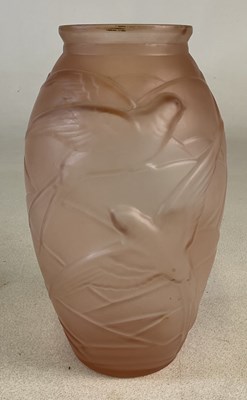 Lot 444 - SOUCHON NEUVESEL; a pink vase with moulded...