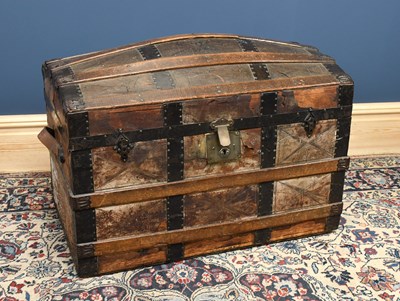 Lot 2846 - A late 19th century metal and wood bound domed...