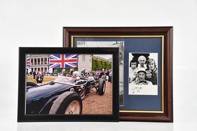 Lot 1513 - SIR STIRLING MOSS OBE; two signed photo images,...