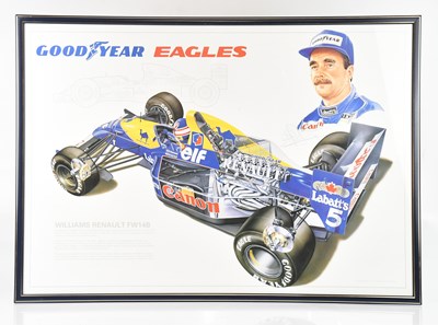 Lot 1512 - WILLIAMS RENAULT; a large framed poster...