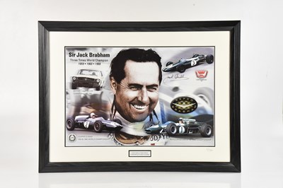 Lot 1504 - SIR JACK BRABHAM; a signed poster celebrating...