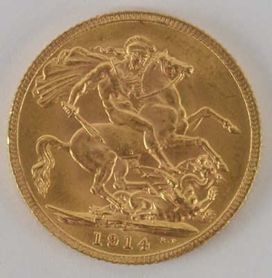 Lot 595 - A George V full sovereign, 1914.