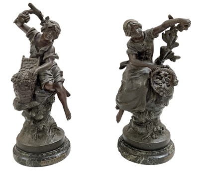 Lot 380 - AFTER FRANÇOIS MOREAU; a pair of spelter...