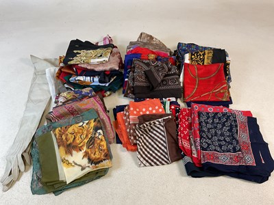 Lot 265 - A quantity of vintage scarves including silk,...