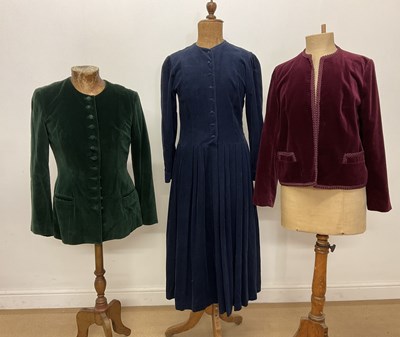 Lot 261 - LAURA ASHLEY; a navy needle cord midi dress,...